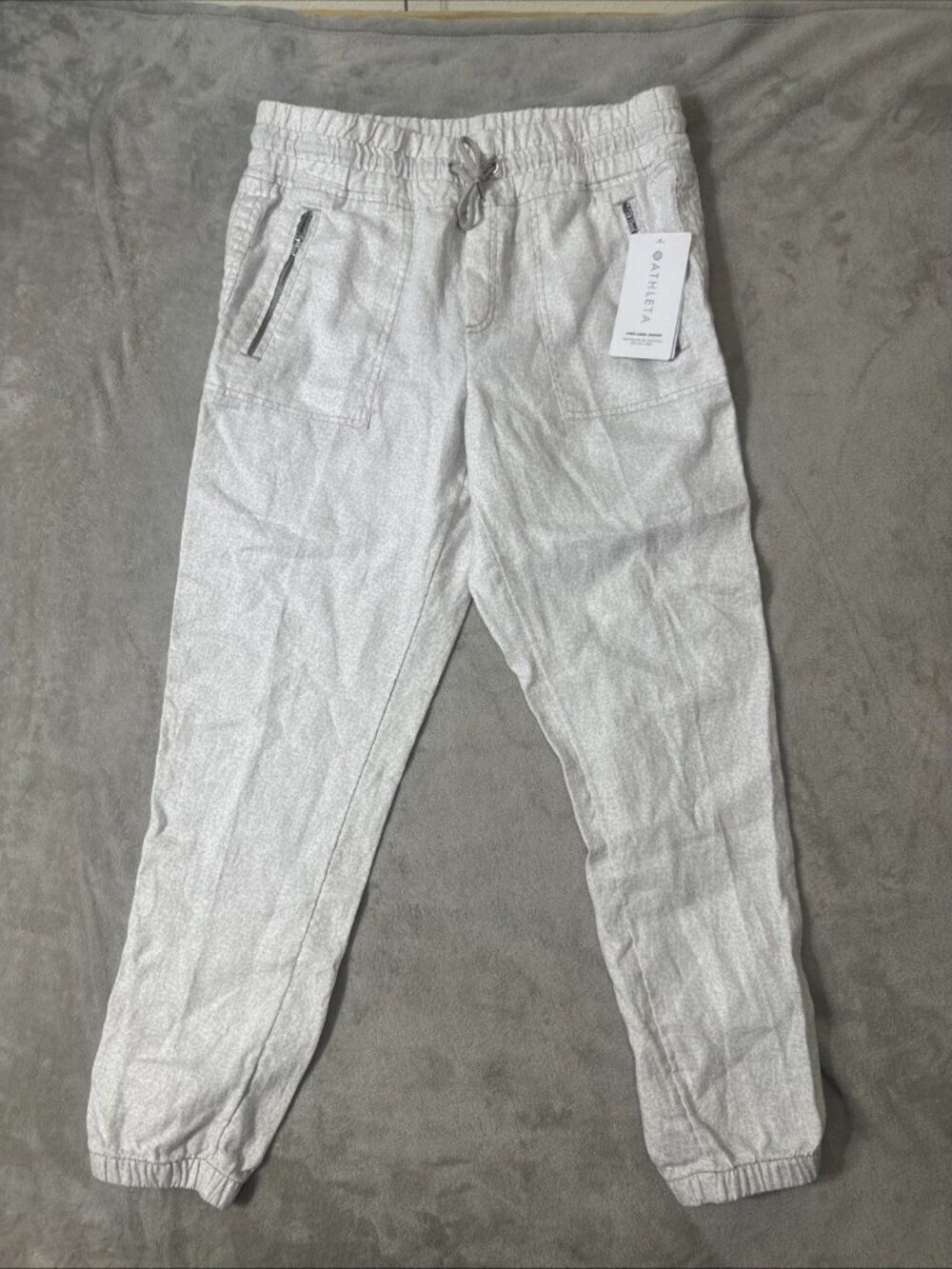 Athleta Cabo Linen Jogger Pants 100% Linen Women’s 10 Cream NWT
